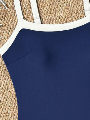 Maiô de Alça Única de Cor Sólida Ajustável