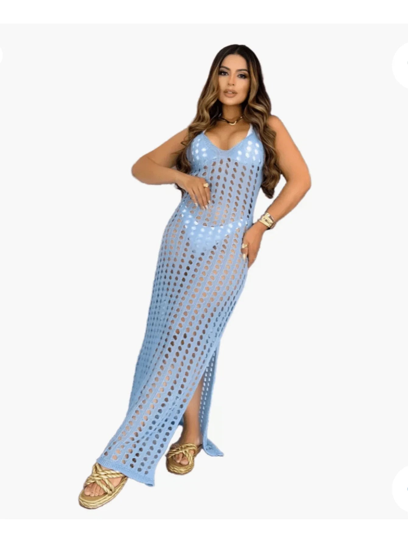 vestido saída de praia longa crochê - Maviele