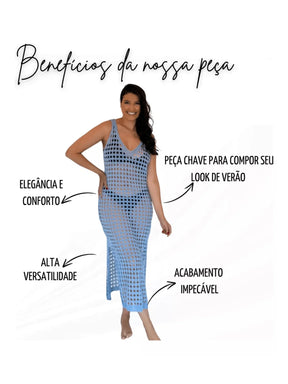 vestido saída de praia longa crochê - Maviele