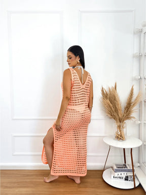vestido saída de praia longa crochê - Maviele