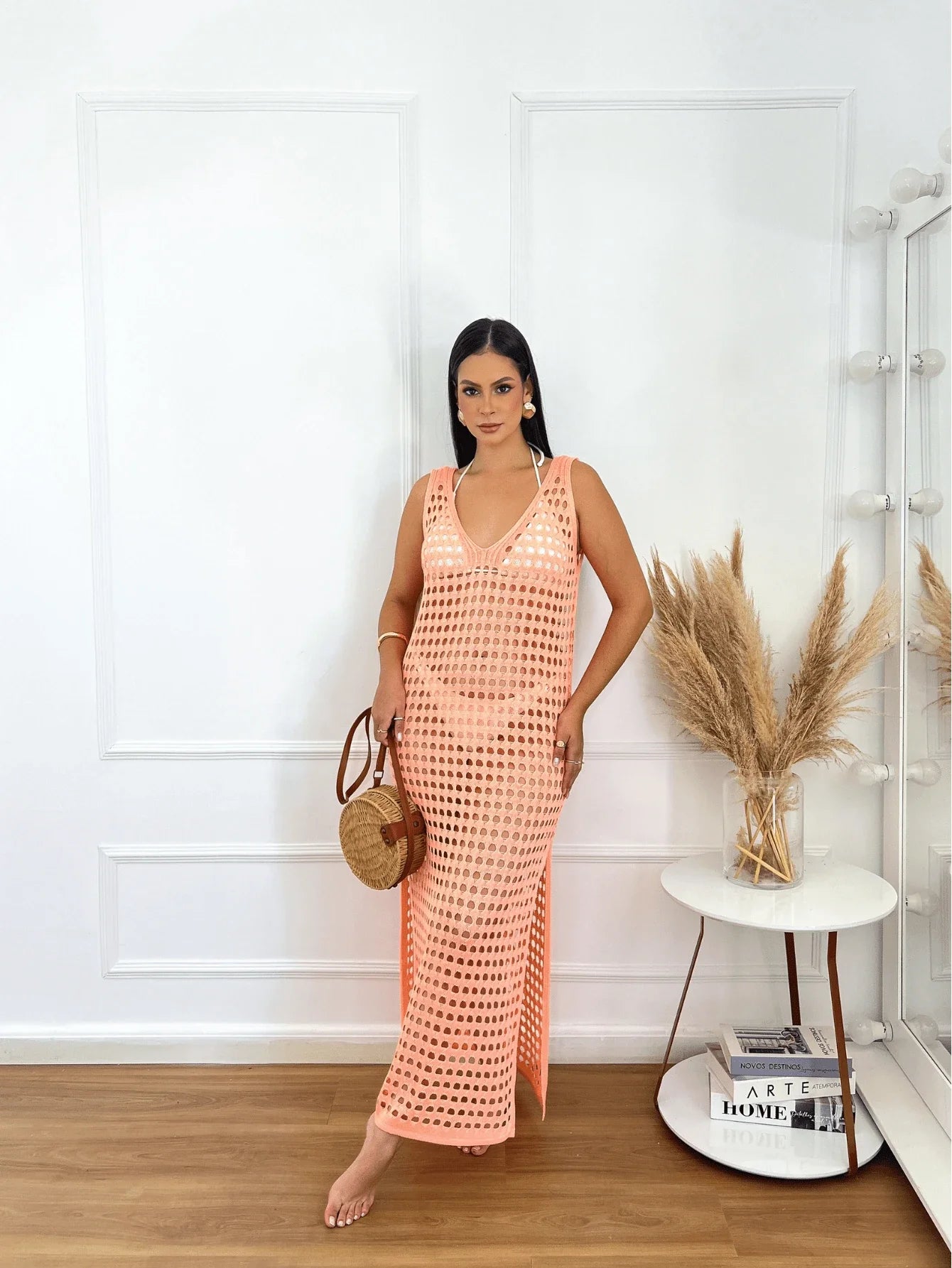 vestido saída de praia longa crochê - Maviele