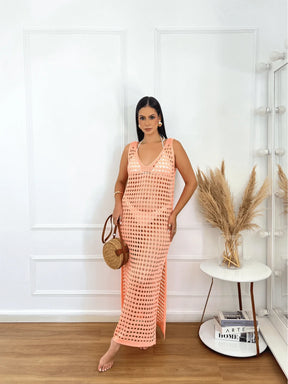 vestido saída de praia longa crochê - Maviele