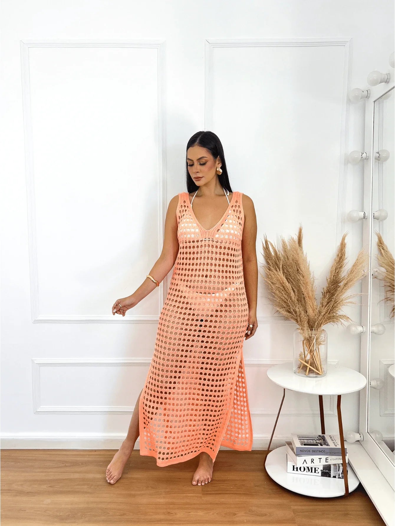 vestido saída de praia longa crochê - Maviele