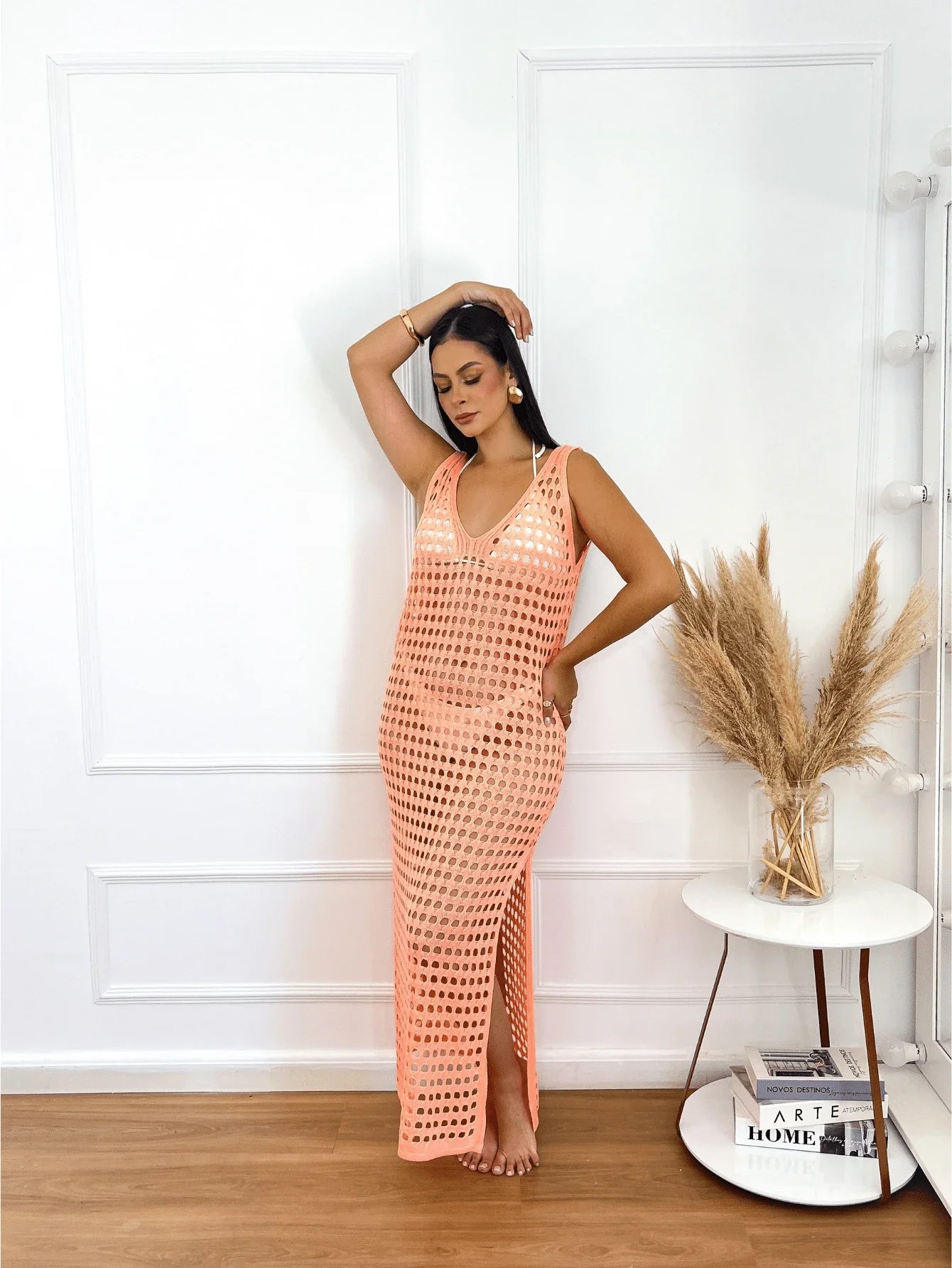 vestido saída de praia longa crochê - Maviele