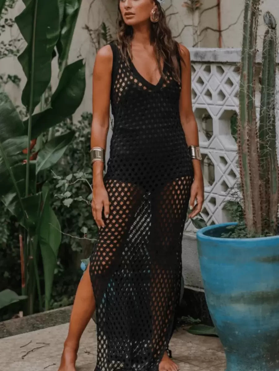 vestido saída de praia longa crochê - Maviele