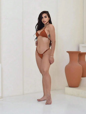 Biquíni de Fita Para Bronze Sexy com Alça Fina Ajustável e Fio Dental Marquinha