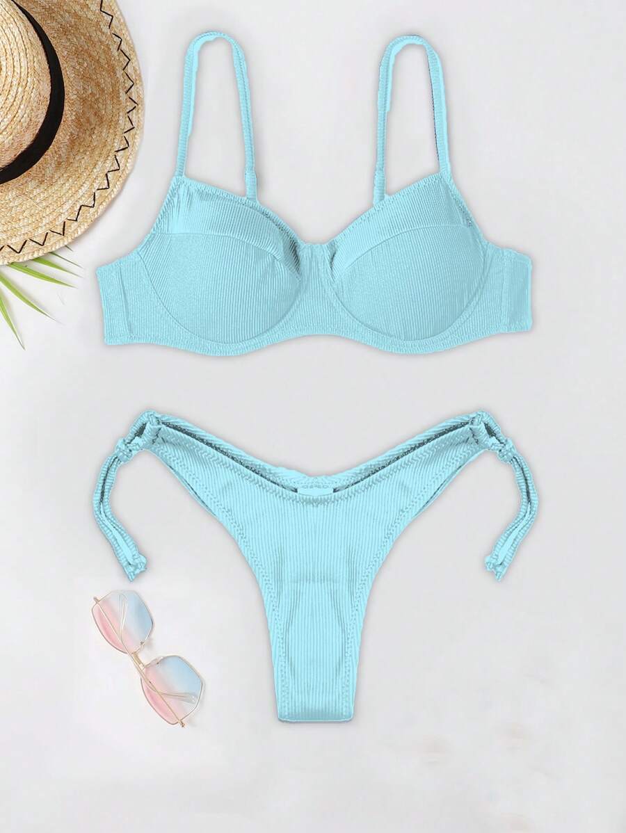 Biquíni Liso de Tecido Canelado - Maviele