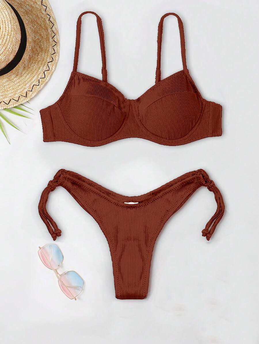 Biquíni Liso de Tecido Canelado - Maviele