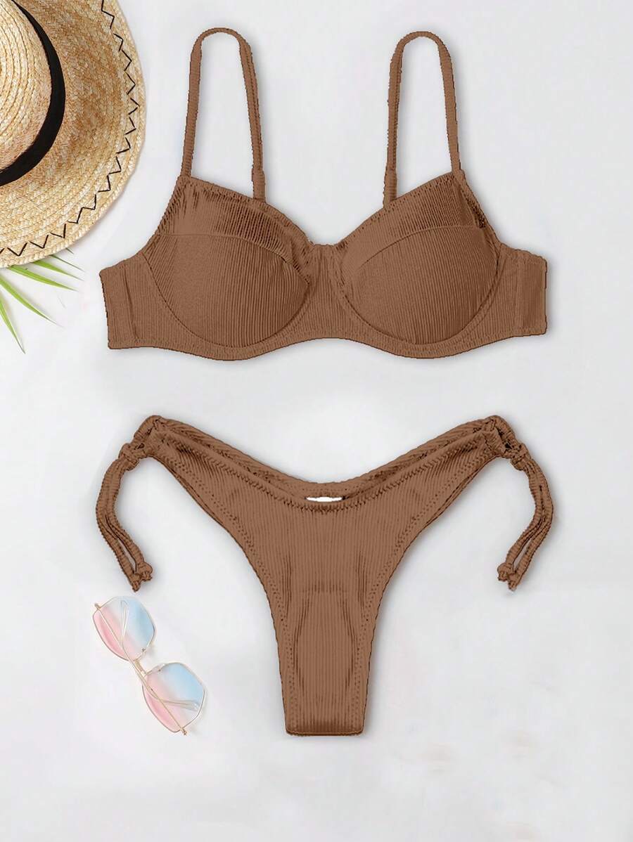 Biquíni Liso de Tecido Canelado - Maviele