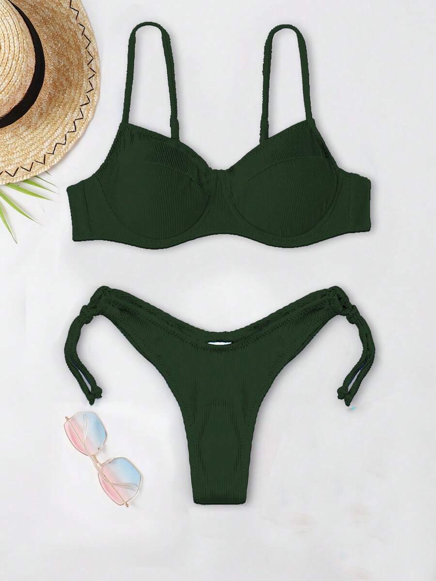 Biquíni Liso de Tecido Canelado - Maviele