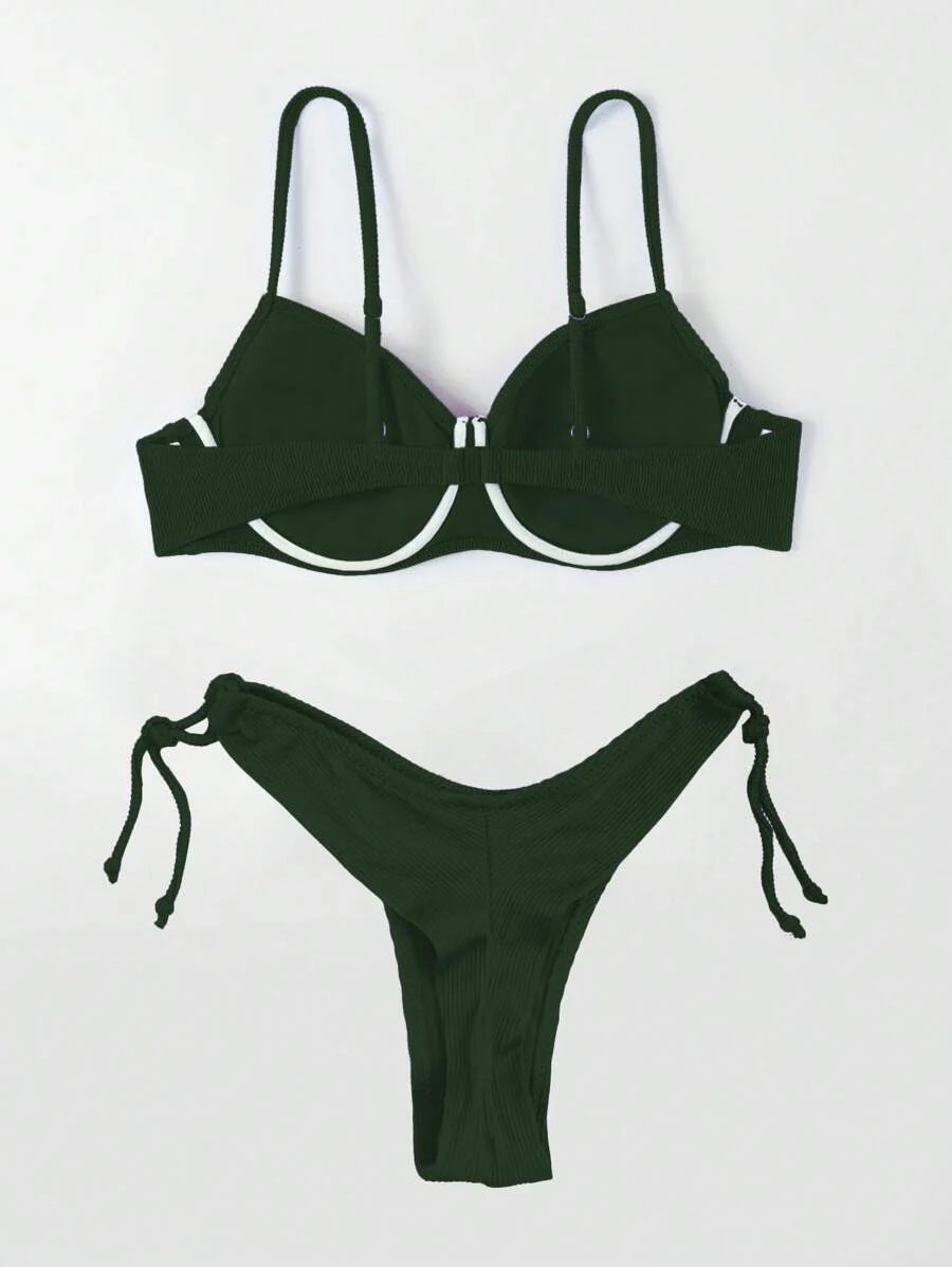 Biquíni Liso de Tecido Canelado - Maviele