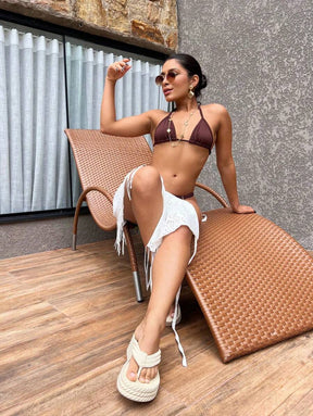 Biquíni de Fita Para Bronze Sexy com Alça Fina Ajustável e Fio Dental Marquinha