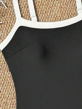 Maiô de Alça Única de Cor Sólida Ajustável