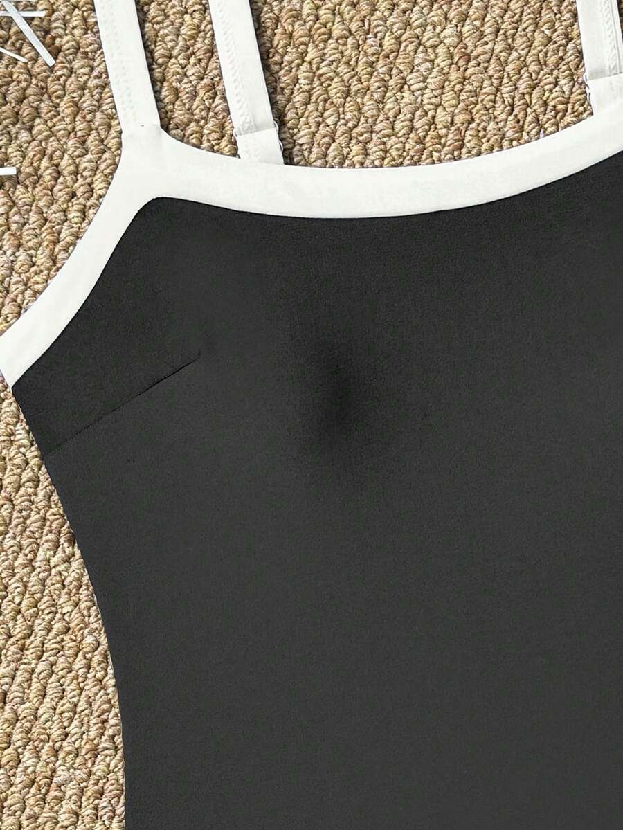 Maiô de Alça Única de Cor Sólida Ajustável