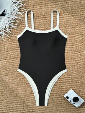 Maiô de Alça Única de Cor Sólida Ajustável