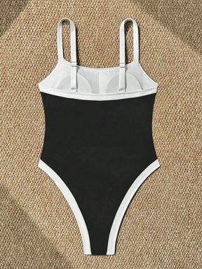 Maiô de Alça Única de Cor Sólida Ajustável