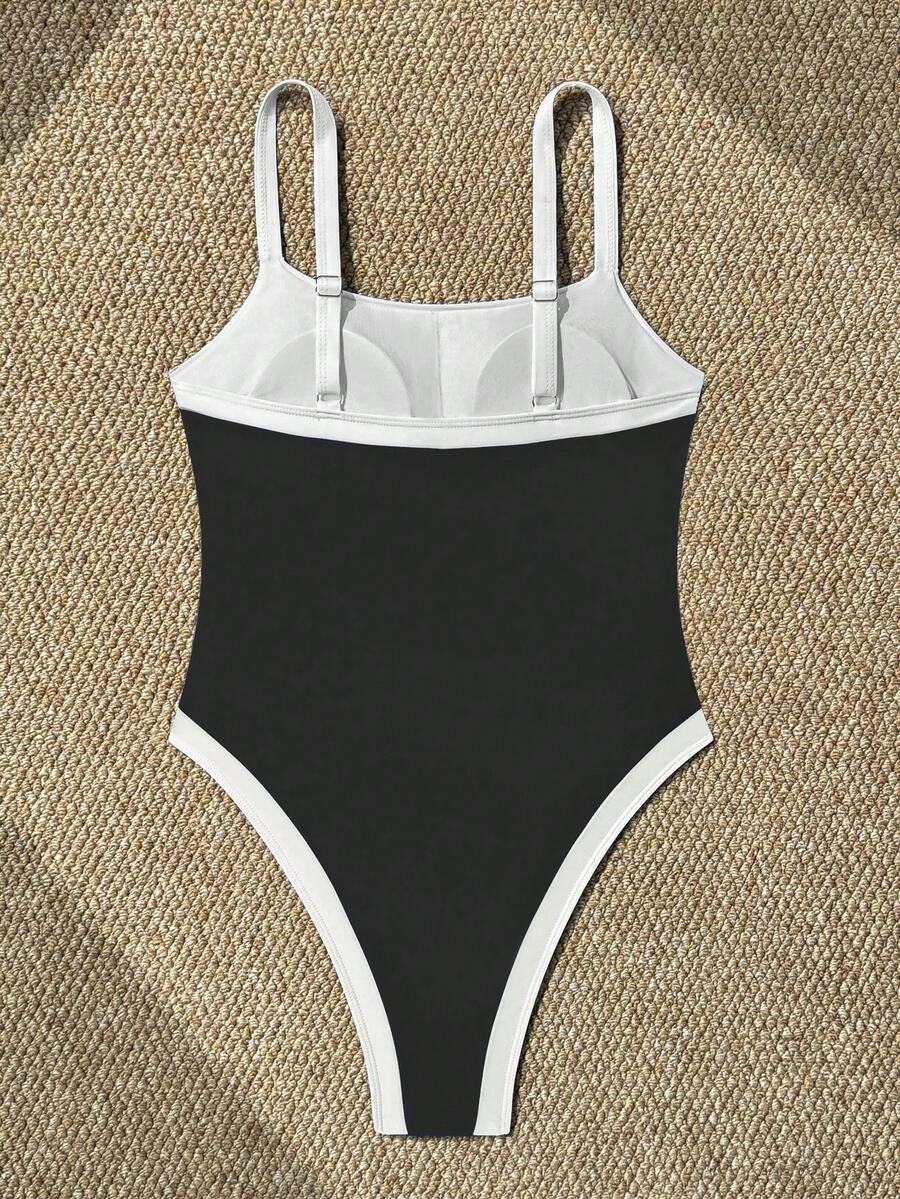 Maiô de Alça Única de Cor Sólida Ajustável