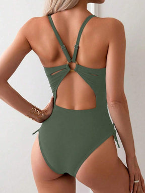 Maiô Feminino Sólido Com Recorte Vazado Nas Costas