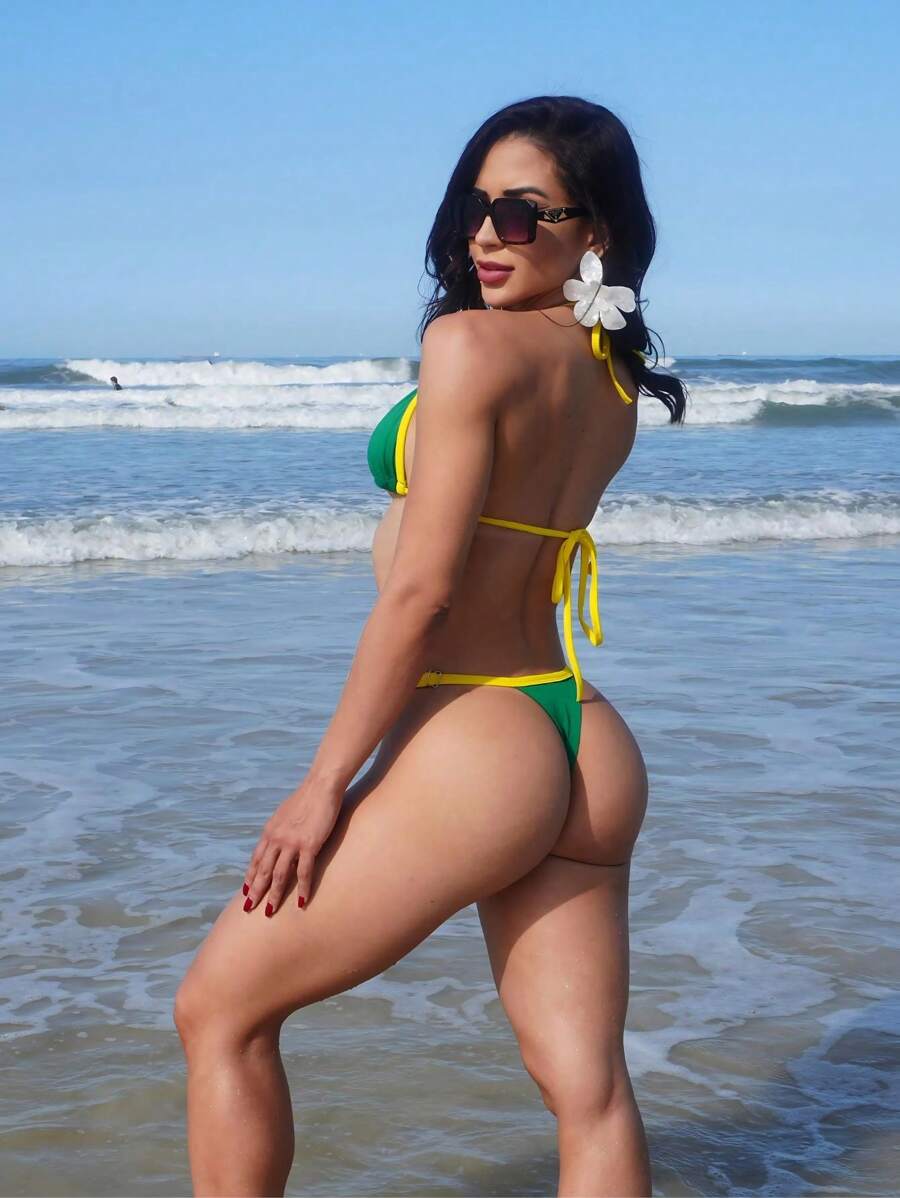 Biquíni de Fita Para Bronze Sexy com Alça Fina Ajustável e Fio Dental Marquinha