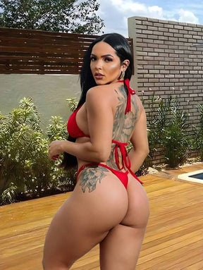 Biquíni de Fita Para Bronze Sexy com Alça Fina Ajustável e Fio Dental Marquinha