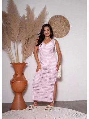 vestido saída de praia longa crochê - Maviele