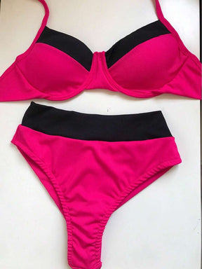 Biquini Com Bojo Canelado Conjunto Cintura Alta Tendencia Moda Praia