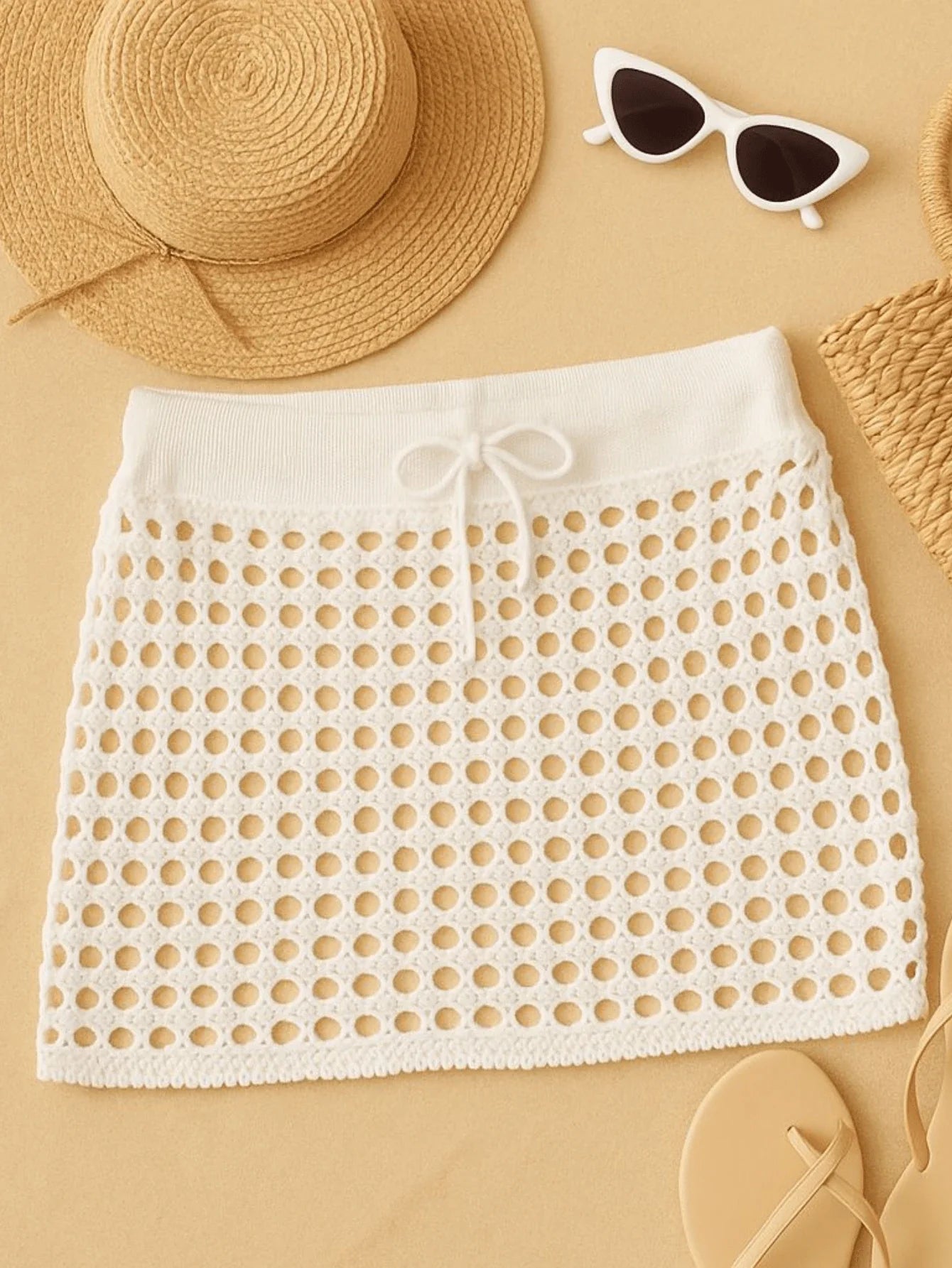 Saída de Praia Saia Curta Crochet -  Maviele