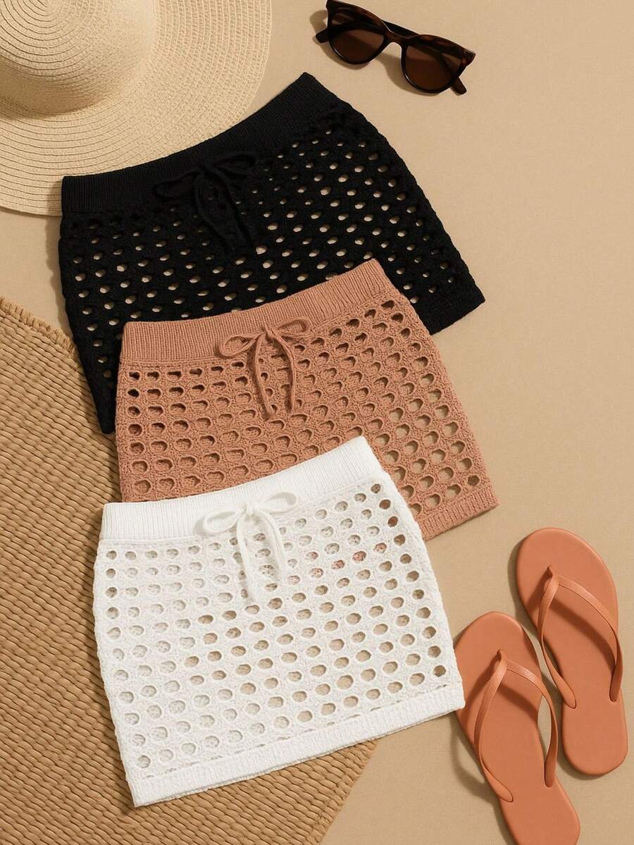 Saída de Praia Saia Curta Crochet -  Maviele