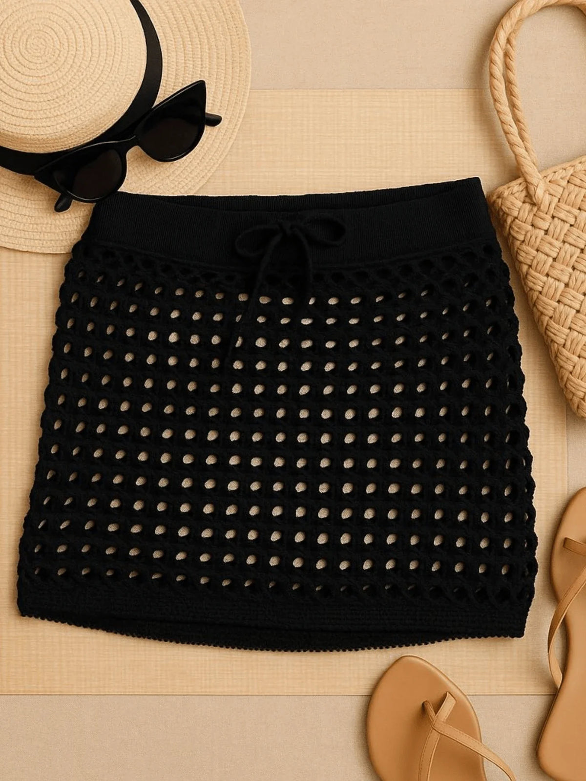 Saída de Praia Saia Curta Crochet -  Maviele
