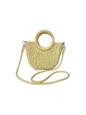 Bolsas Bolsa de palha meia lua moda praia verão primavera alça grande