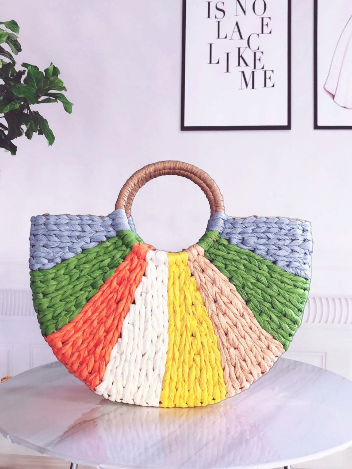 Bolsa Feminina palha lua de mao praia verao